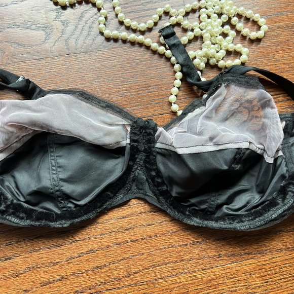 Vintage 70's-80's Edith Lances Minimizing Hand Sewn Bra Style 453 Black - Picture 9 of 16